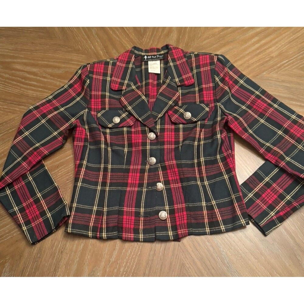 Vintage All That Jazz Top Size 7/8 Long Sleeved Blazer Made In USA Rayon/Poly